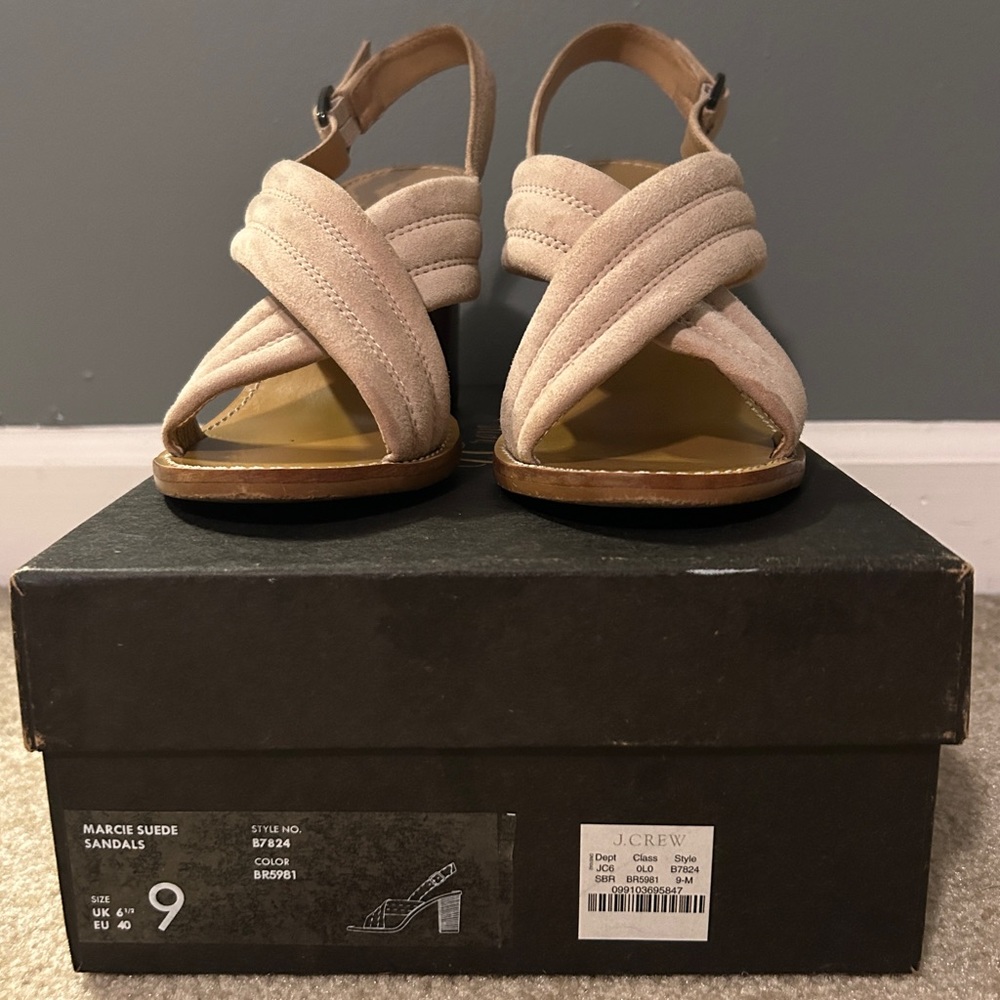 J.Crew Marcie Suede Sandals beige size 9